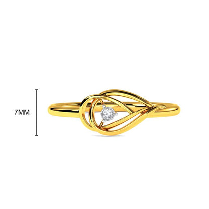 KISNA 14K Yellow SI Real Diamond Gold Ring for Women | Heart Rivka S12