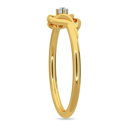 KISNA 14K Yellow SI Real Diamond Gold Ring for Women | Heart Rivka S12