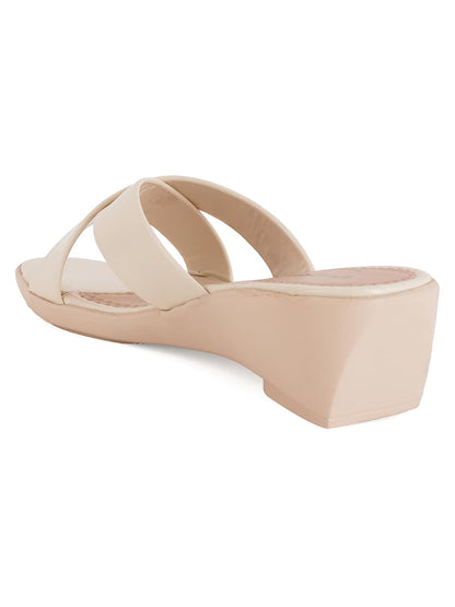 IKAGI Women's Fashion Sandals | Comfortable for All Formal and Casual Occassions | Casual and Stylish Wedge For Women & Girls (Cream, 7)