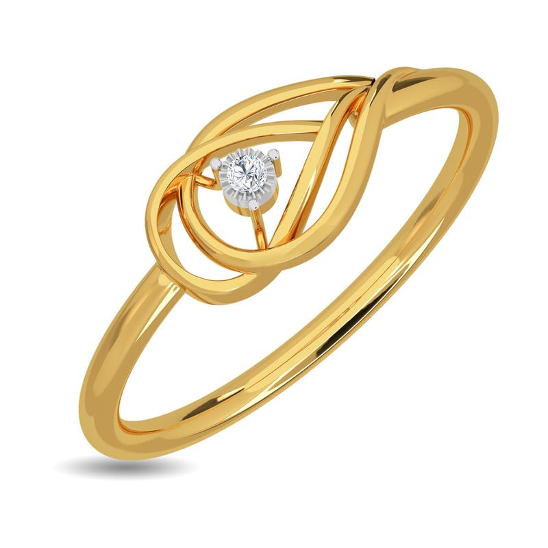 KISNA 14K Yellow SI Real Diamond Gold Ring for Women | Heart Rivka S12