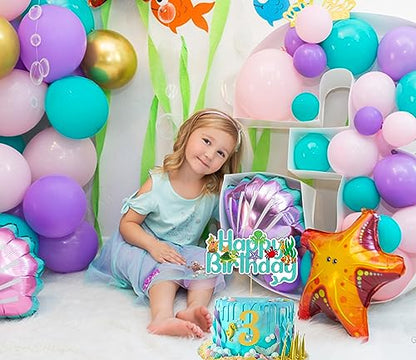 Party Propz Mermaid Cake Topper - 3rd Happy Birthday for Girls | Theme Decorations | Cake Decoration