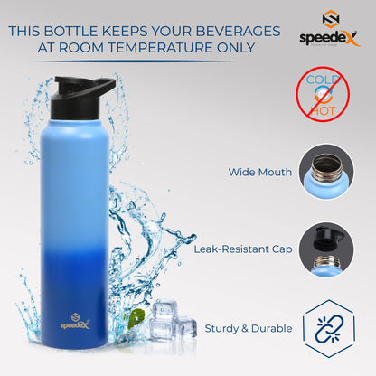 Speedex Stainless Steel Water Bottle 1 Ltr For Kids, Boys, Girls, 1 Litre Bottles for Gym, Sports, Fridge Use, School & Office - 1000ml, Blue Blue Colour, Set of 1, Sipper Cap