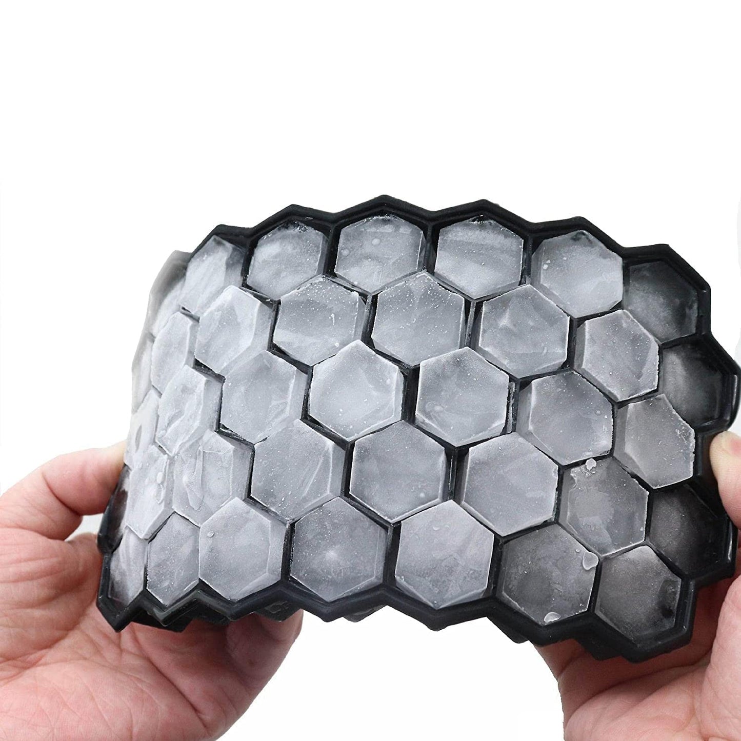 Clazkit Flexible Silicone Honeycomb 37 Cavity Ice Cube Tray for Freezer Moulds Small Cubes Whiskey Fridge Bar Soft Ice Cube Tray -Pack of 1